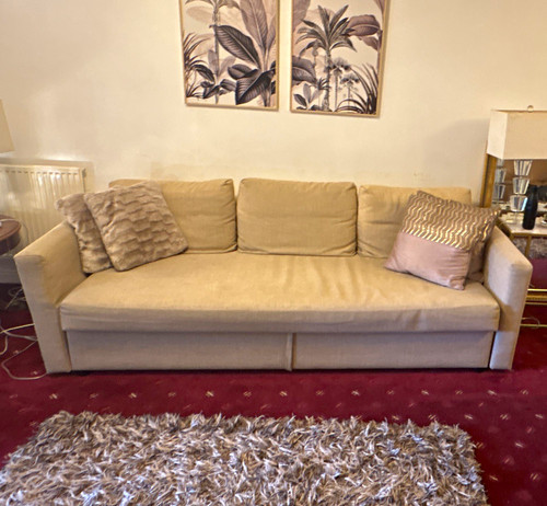 Beige 100 linen - beige, sofa