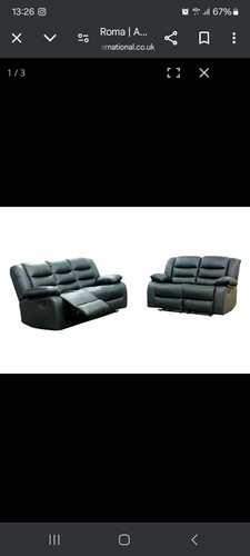 Black leather sofa set - black,