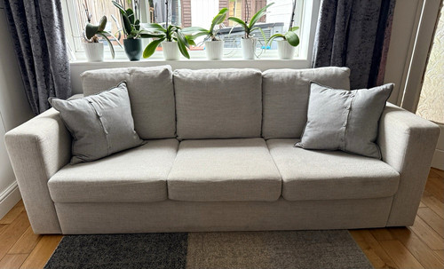 Grey fabric seater sofa - fabric, 3-seater