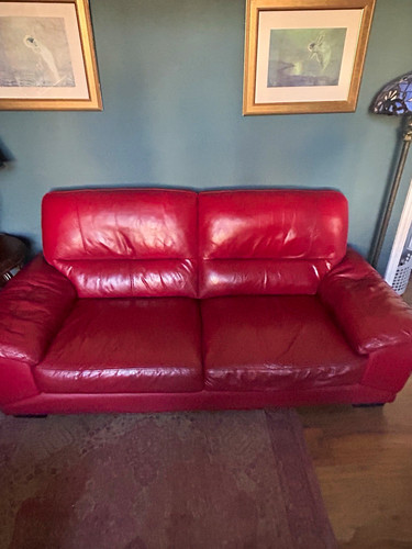 Red leather seater sofa pad - red,