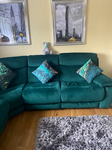 Dfs green velour corner sofa - dfs,