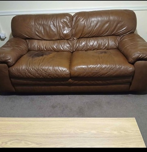 Brown leather seater sofa - 2,
