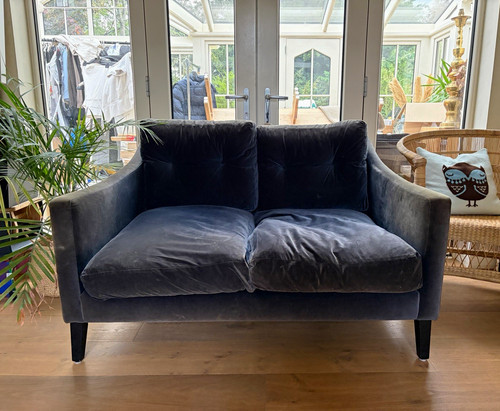 Blue velvet seater - velvet,