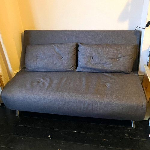 Grey fabric sofa bed - bed, cm