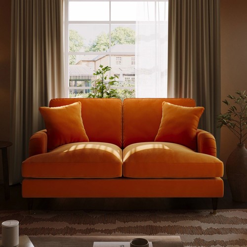 Orange velvet sofa seater - orange,