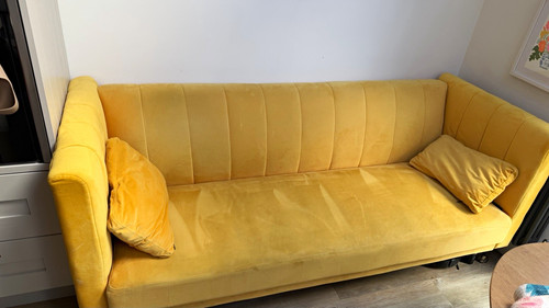 Yellow upholstered seater - yellow, 3
