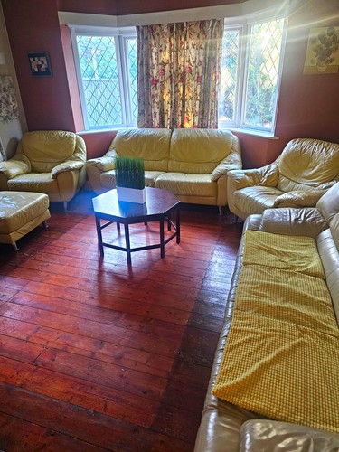 Beige leather sofa set - leather, art