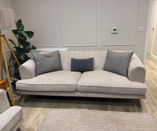 Beige solid fabric - sofa, rolled