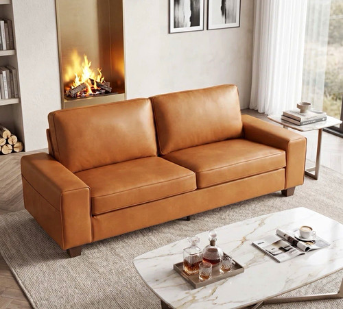 Brown faux leather - brown,
