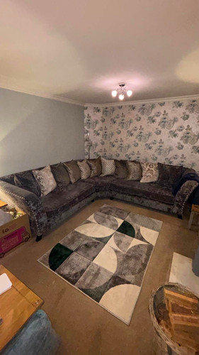 Grey velvet corner sofa - grey, 260cm