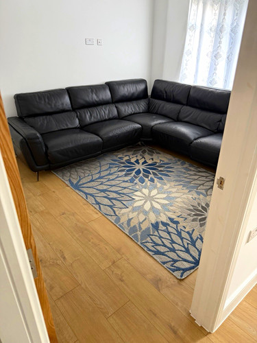 Dfs black leather corner sofa - leather,